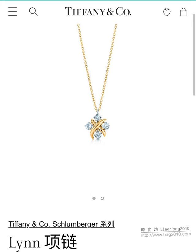 Tiffany純銀飾品 蒂芙尼女士專櫃爆款Schlumberger交叉四鑽項鏈 Tiffany純銀鎖骨鏈  zgt1761